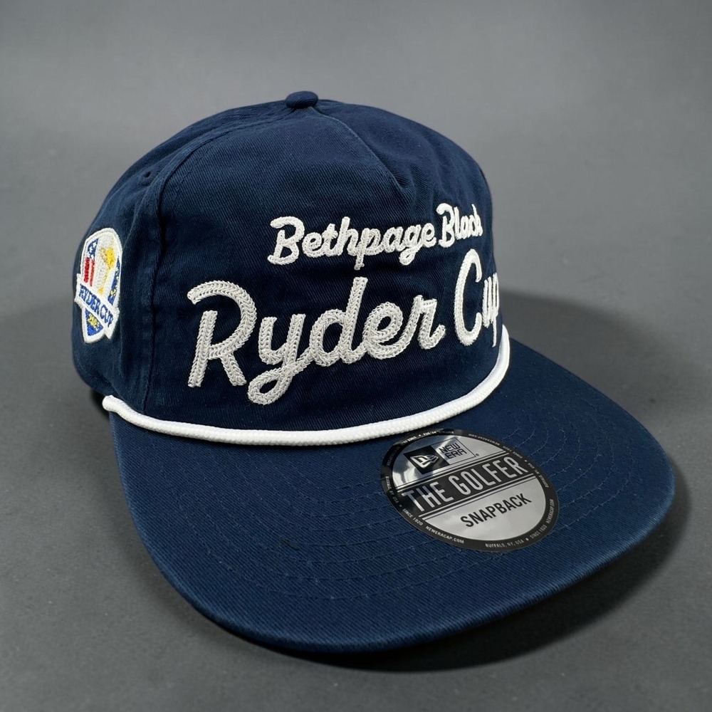 Ryder Cup Team Text Golfer Hat New Era Bethpage Black Navy Blue Rope Cap NEW